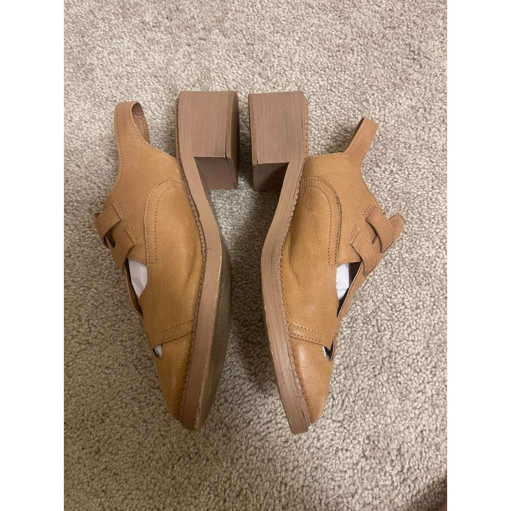 Silent D Tan Leather Caged Fisherman Slingback Block Heel Sandals Size 40 - Picture 6 of 8